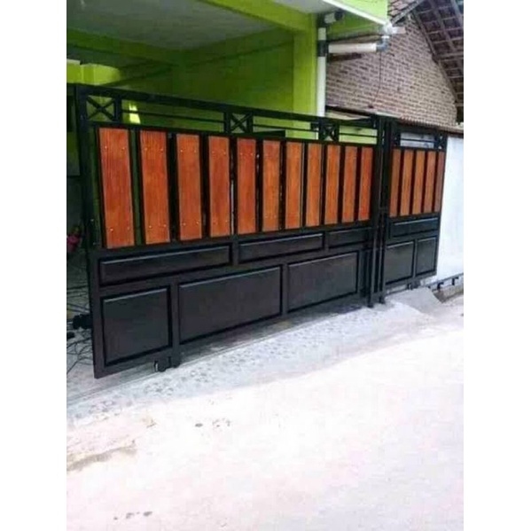 pagar pintu rumah minimalis motif kayu grc