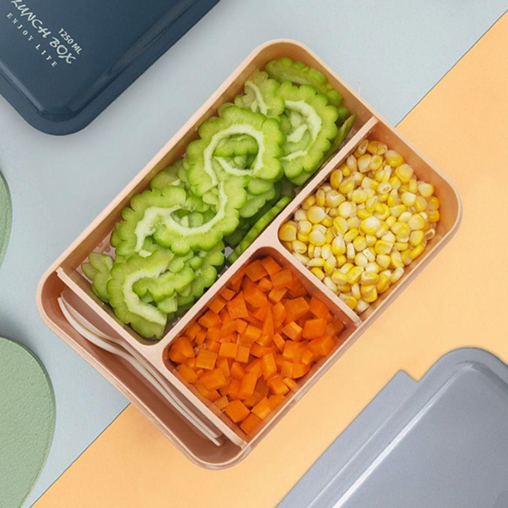 Preva Lunch Box Microwavable Rectangle Grid Untuk Pelajar Pekerja Kantor Wadah Makanan