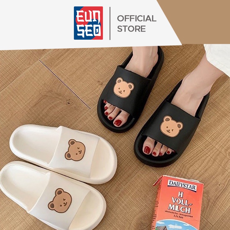 EUNSEO Sandal Wanita Motif Cute Bear Face Anti Slip Premium Fashion Korea