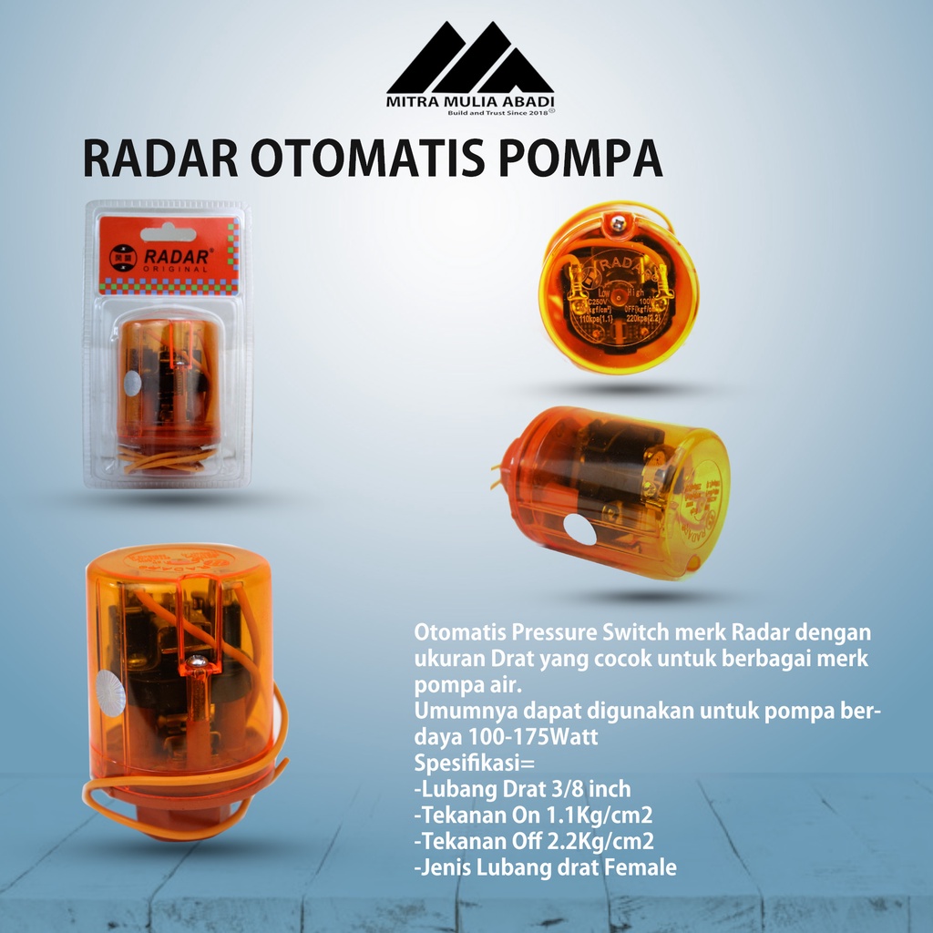 Pressure Switch/ Otomatis Pompa Air Radar Ori 3/8