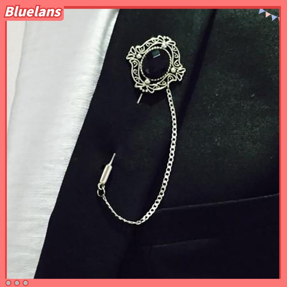 Bros Pin Kerah Rantai Rumbai Berlian Imitasi Gaya Vintage Untuk Unisex