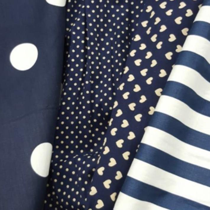 ㊊V Katun Jepang Polkadot Onde Besar Bahan Japan Cotton Ori Kain Meteran HOT ITEM 2277 ♛