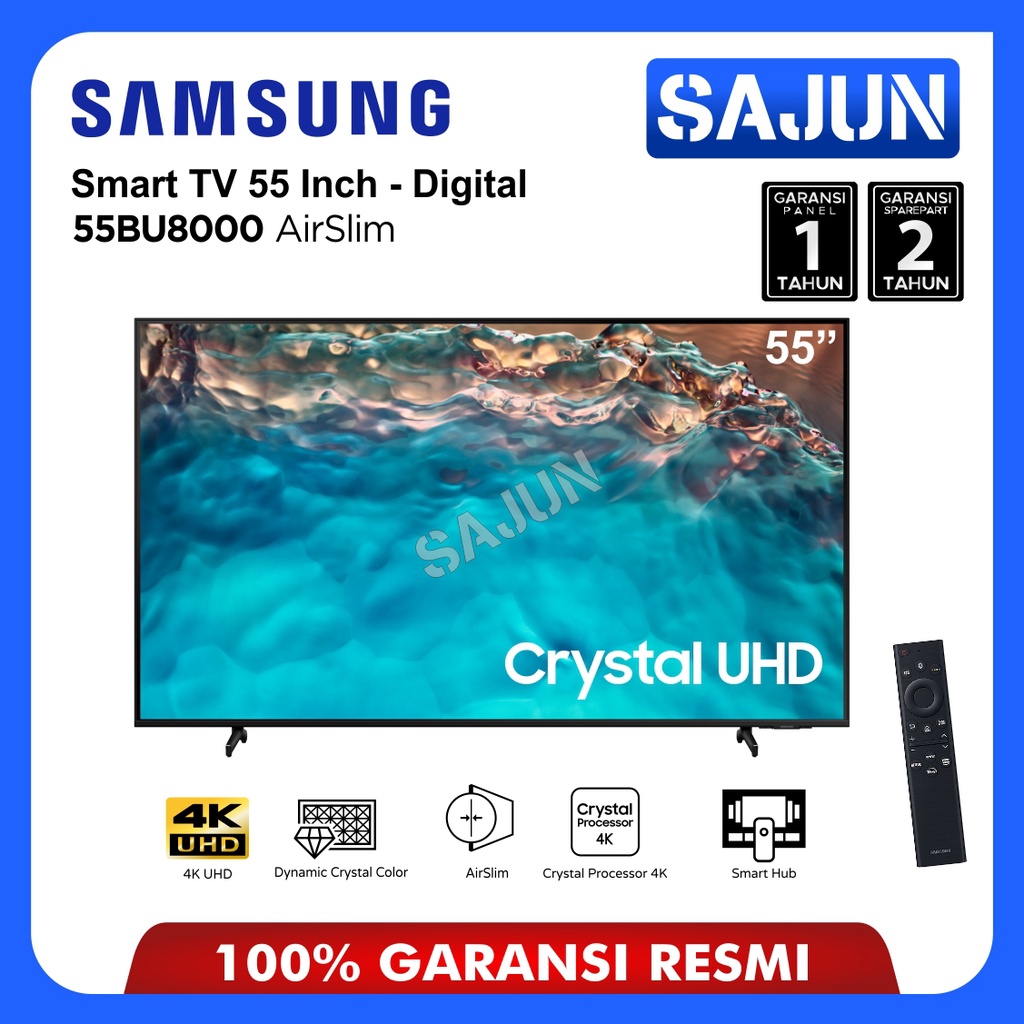 Jual Samsung 55BU8000 Smart TV 55 Inch Crystal UHD 4K BU8000 Free
