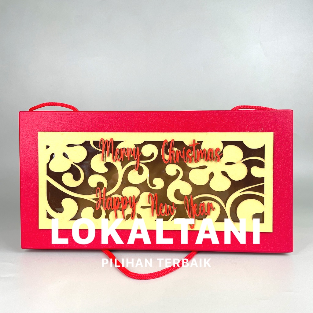 

Box Hampers Kue Kering 2 Toples 500GR / Kotak Kue Natal Model Ukiran / Hardbox Packaging Christmas
