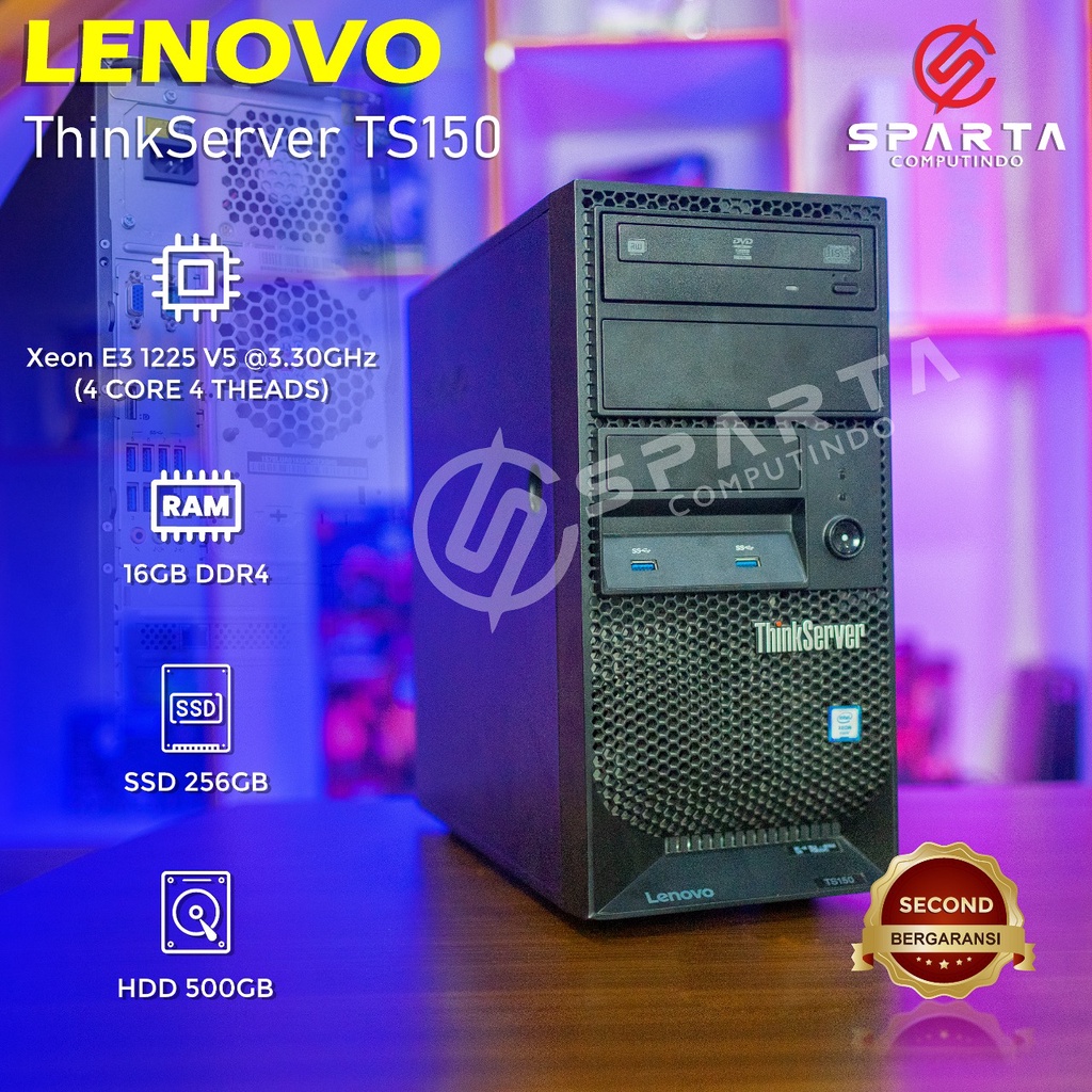 PC SERVER PULSA Lenovo ThinkServer TS150 Ram 16GB SSD 256GB HDD 500GB Second Like New