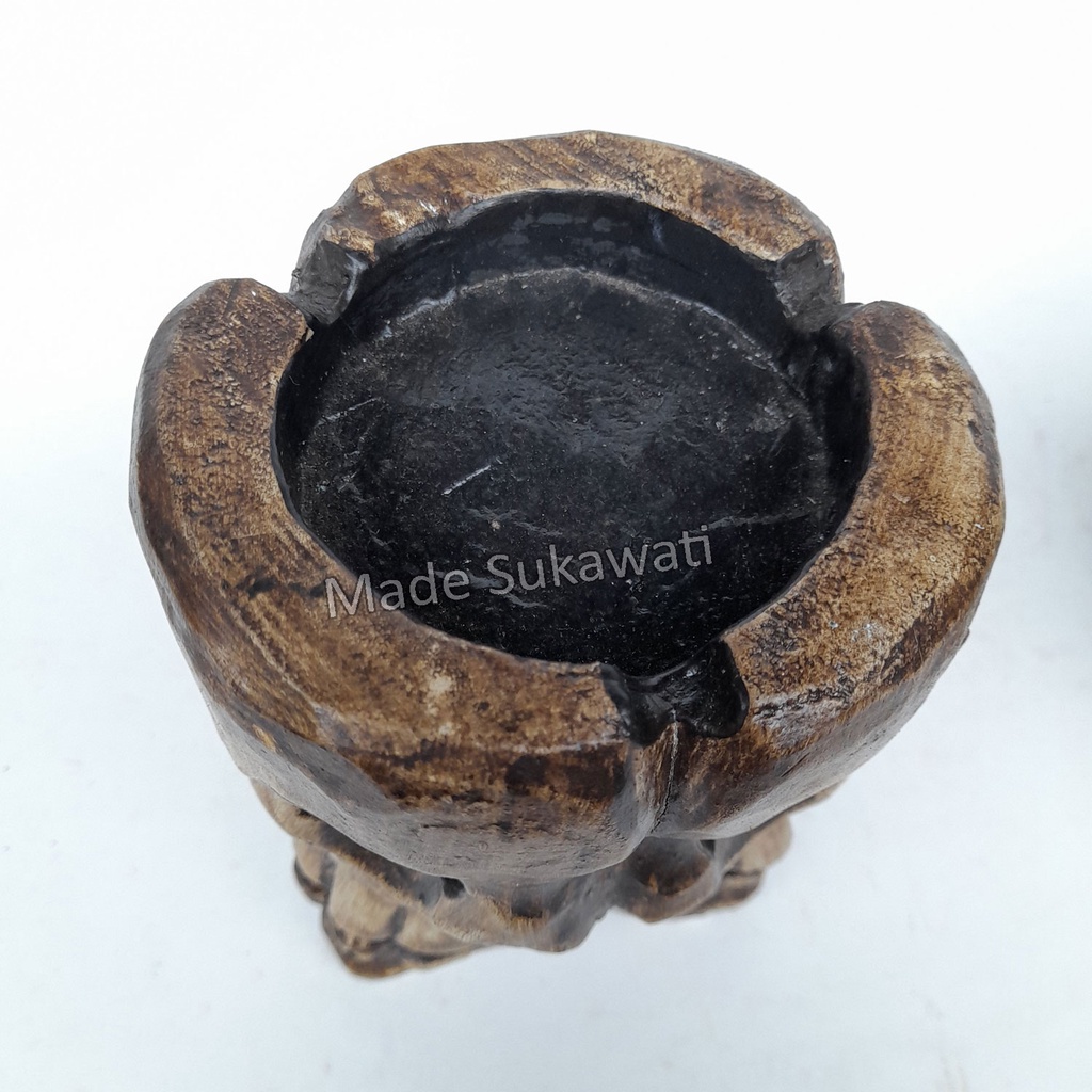 Asbak Kayu Tengkorak Skull Kerajinan ukiran handmade bali