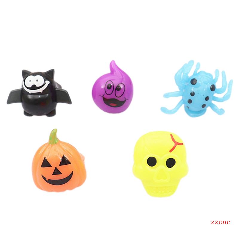 Zzz Mainan Cincin Lampu LED Motif Labu / Tengkorak Untuk Perlengkapan Pesta Halloween / Prom