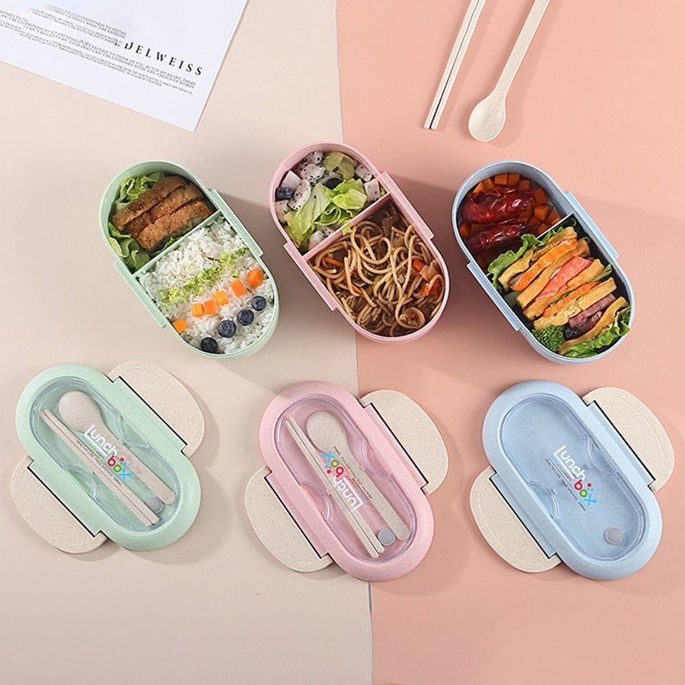 Solighter Lunch Box Microwavable Untuk Pelajar Pekerja Kantor Dengan Sendok Wadah Makanan