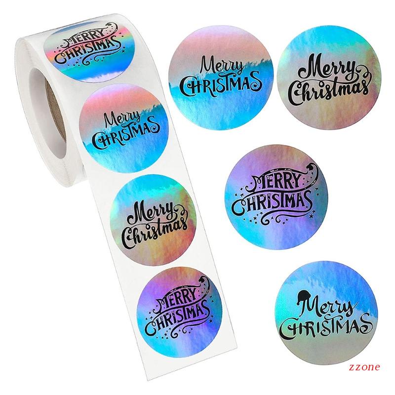 500 Roll Stiker Label Bentuk Bulat Untuk Natal