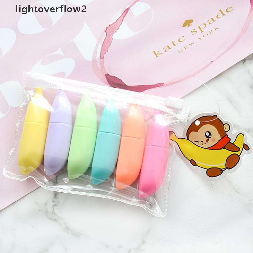 (lightoverflow2) 6pcs / Set Spidol Highlighter Warna-Warni Untuk Menggambar