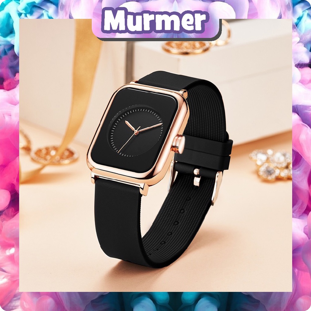 MurmerOfficial Jam Tangan Wanita Santai Mode Tali Silikon Display Kuarsa Simple Dial Anti Air Jam Tangan Cewek JT049