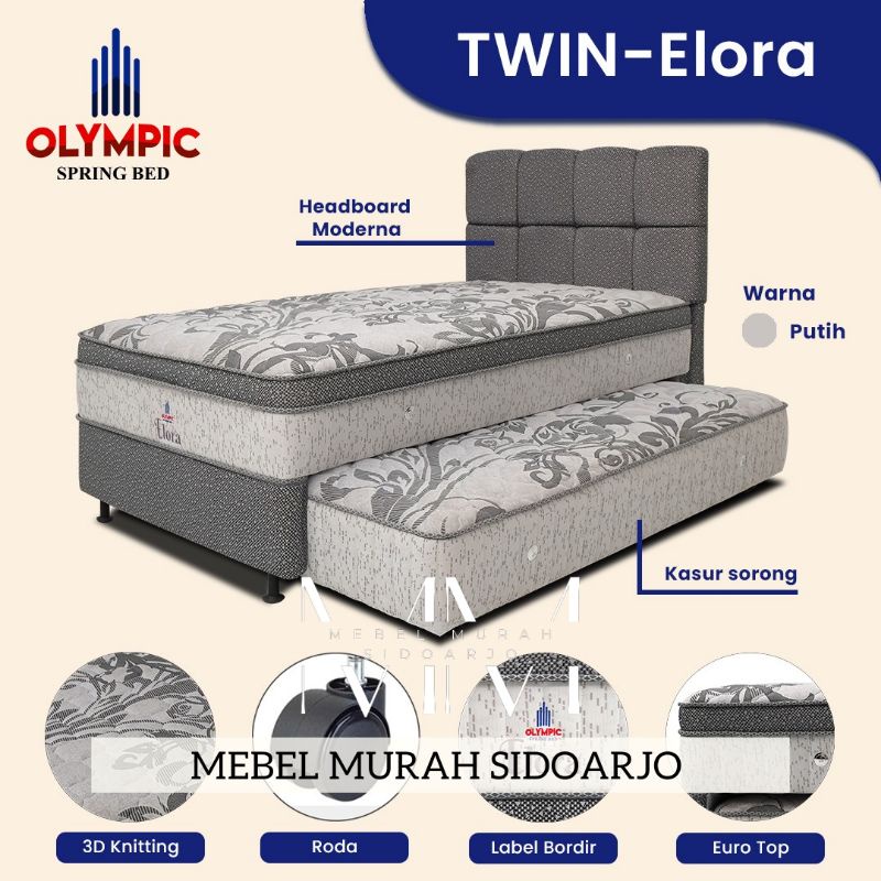 Set Spring bed Olympic twin Elora 120 x 200 sorong 2in1 plustop murah promo kasur tumpuk anak