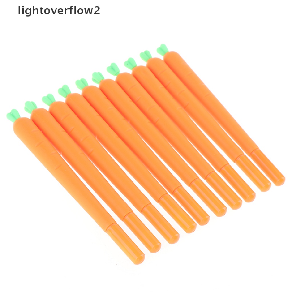 (lightoverflow2) 10pcs Pulpen Gel 0.5mm Tinta Hitam Dengan Hiasan Wortel (ID)