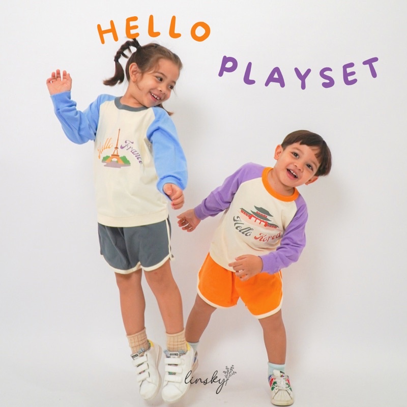 LINSKY BABY - Hello Playset Setelan Anak Unisex SikecilNara