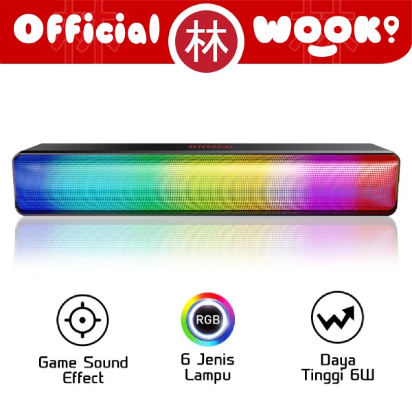 GAMEN GS8 Multimedia Speaker Soundbar Gaming RGB Light Bass PC Laptop