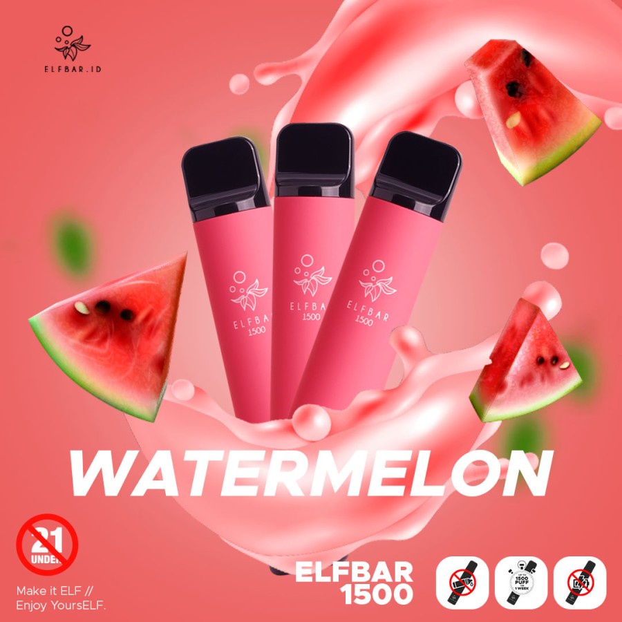 ELFBAR 1500 Puffs Watermelon | ELF BAR 1500 Disposable Pod Fresh Red | Vape Sekali Pakai Arief Muhammad | Best Disposable Pods Indonesia | RELX ViFX Gippro FNF Puff