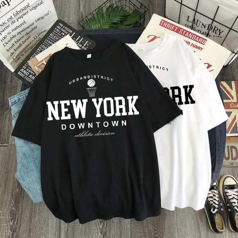 Kaos New York Downtown Wanita Import Atasan Dewasa New York City Oversize Jumbo T-shirt Oversize Wanita Lengan Panjang Kaos Wanita Lengan Pendek Kekinian 2022 Kaos Distro Wanita Oversize Tebal Kaos Cewek Distro Premium Termurah T shirt Wanita Murah Ori