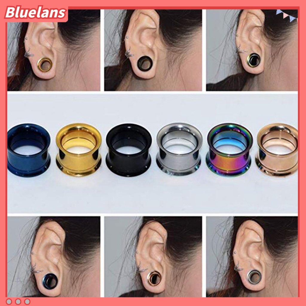 Bluelans 1Pc Ear Expander Solid Color Skin-friendly Stainless Steel Double Flared Ear Gauges