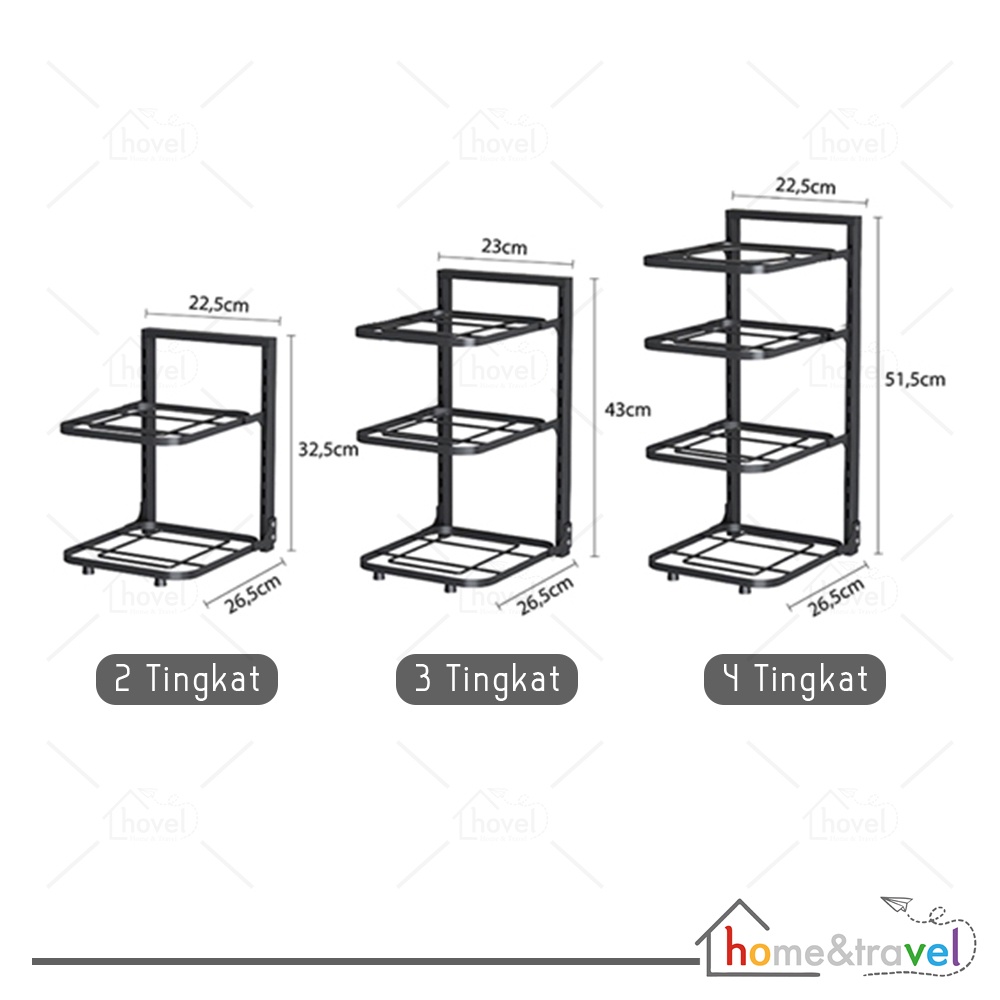 HOVELSHOP Rak Panci Dapur Bawah Wastafel Susun Pot Kabinet Stainless Steel Tingkat Serbaguna