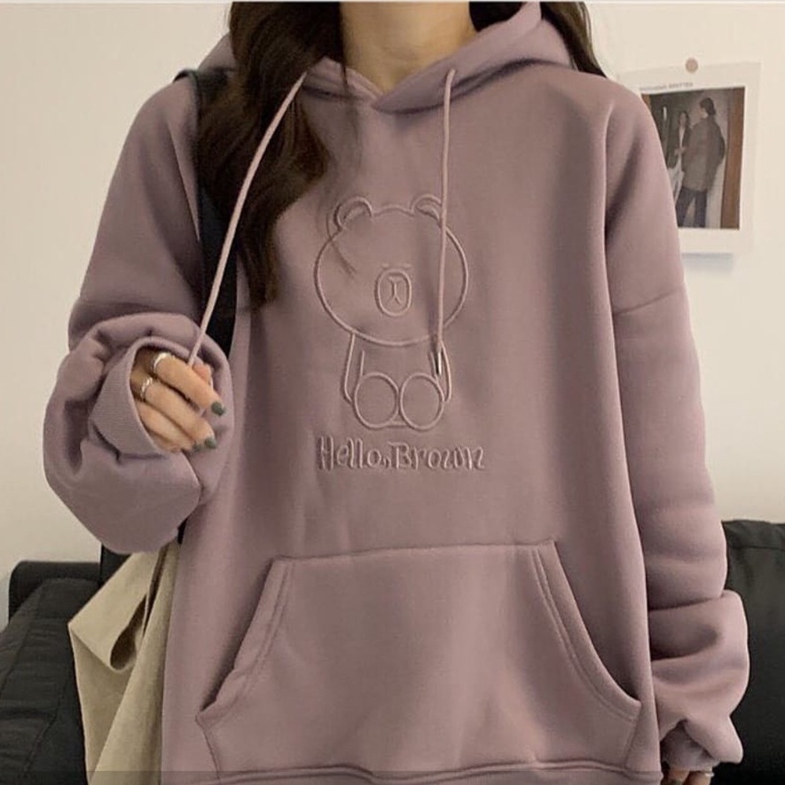 Hello Browns Hoodie Pria Wanita Terbaru - Hodie Sweatshirt Terlaris - Bahan Fleece - Bordir