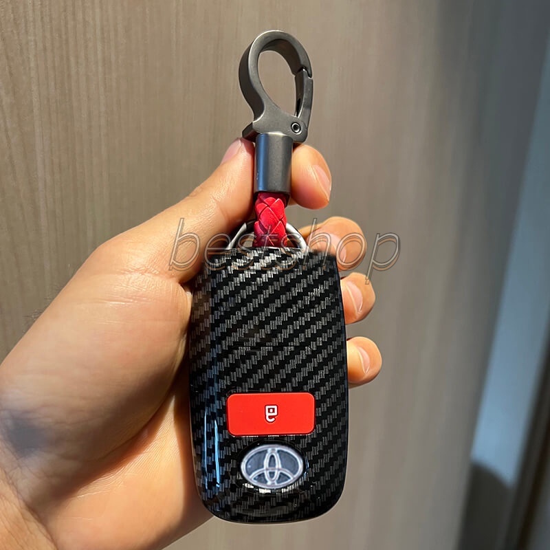 Remote Key Carbon Fiber Case Key Cover Pelindung Case Untuk Toyota Veloz Raize Avanza2022