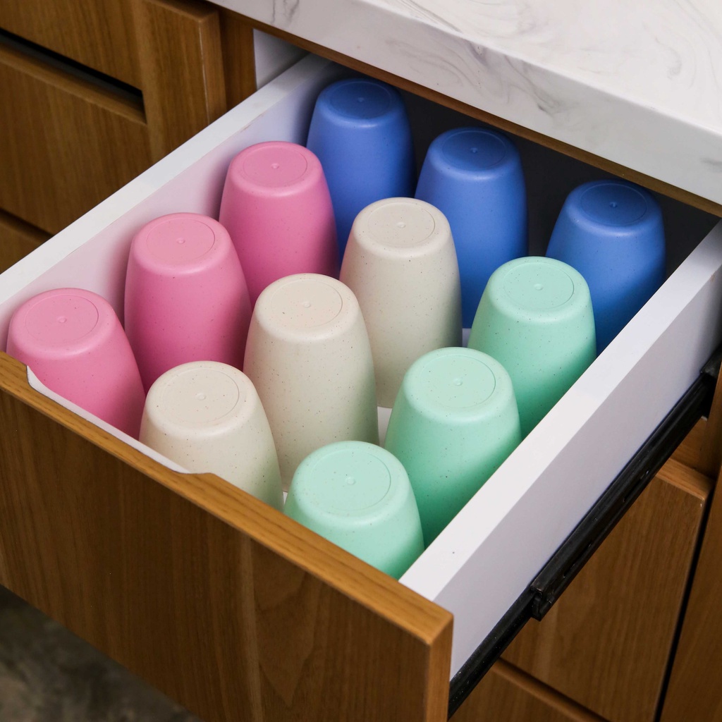 [Gratis Gelas] • 4 Pcs Piring Makan Wheat Straw Aesthetic Estetik Plastik | Piring Saji isi 4Pcs Warna Lengkap