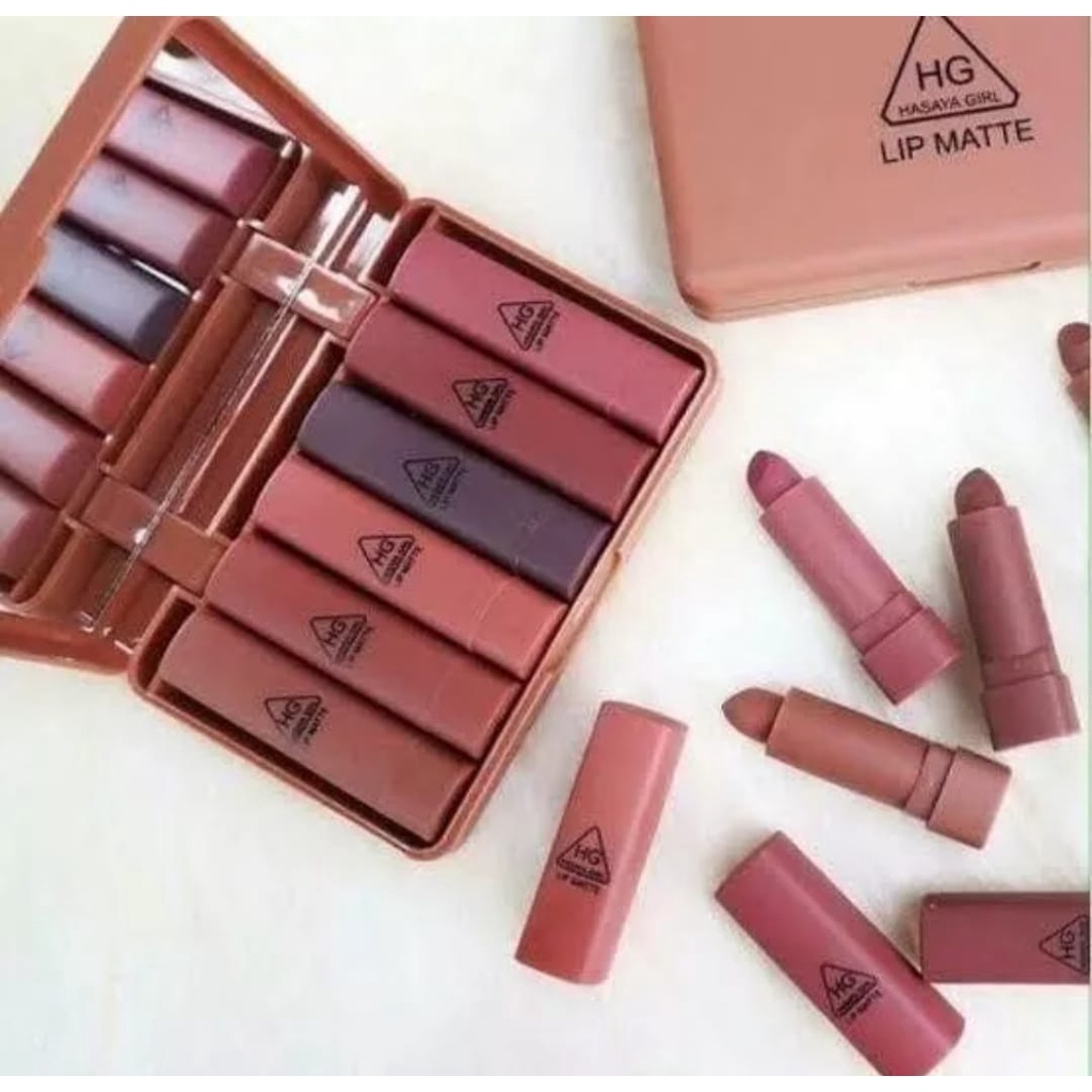 [6 PCS] HASAYA GIRL MINI LIPSTICK NUDE SERIES ( Dapat 1 set + Kaca )