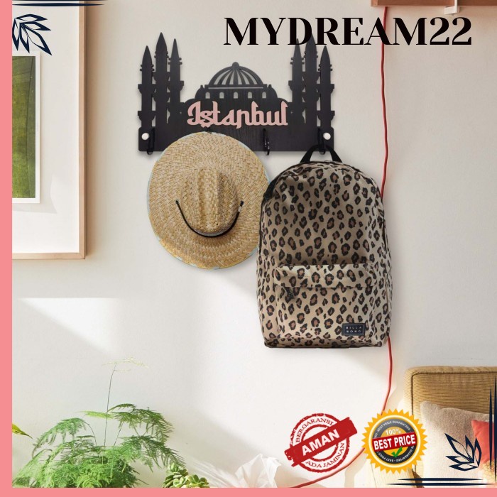 RAK DINDING RAK GANTUNG RAK SUSUN RAK VINTAGE Rak Dinding ISTANBUL ( dengan 4 buah hook gantungan ) 