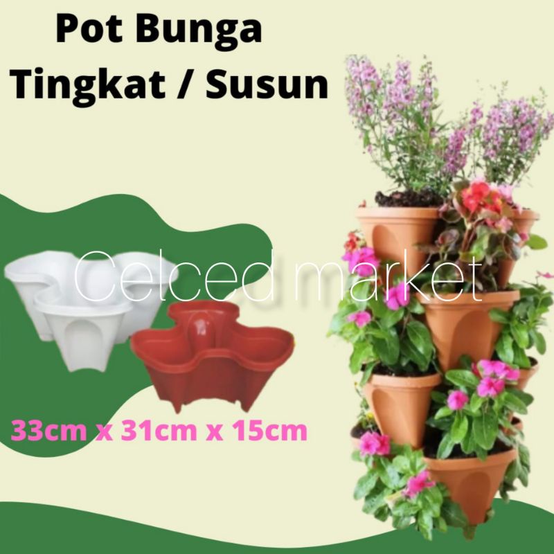 POT BUNGA SUSUN TINGKAT STACKING POT