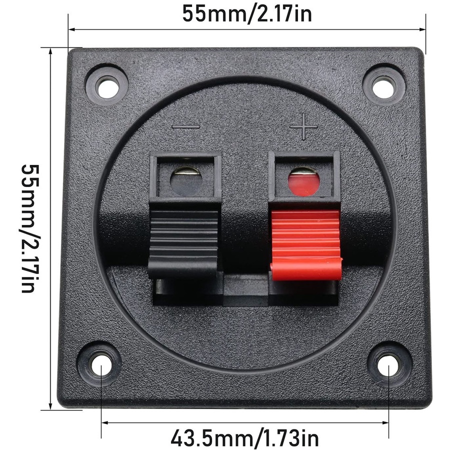 Terminal Panel Kotak Speaker Box Hole Bulat Soket Konektor Kabel Jepit