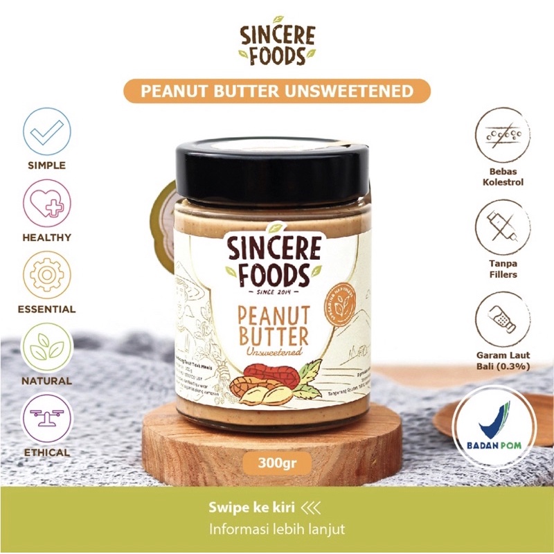 

Sincere Foods Peanut Butter Unsweetened / Selai Kacang Original