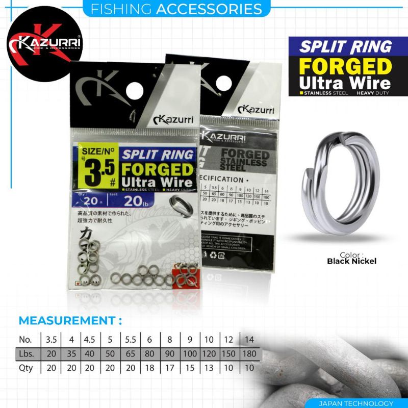 kazurri split ring forged ultra wire stainless style (cek varian)