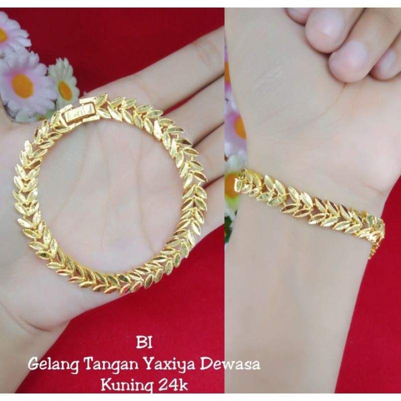 gelang motif padi lapis emas 24k