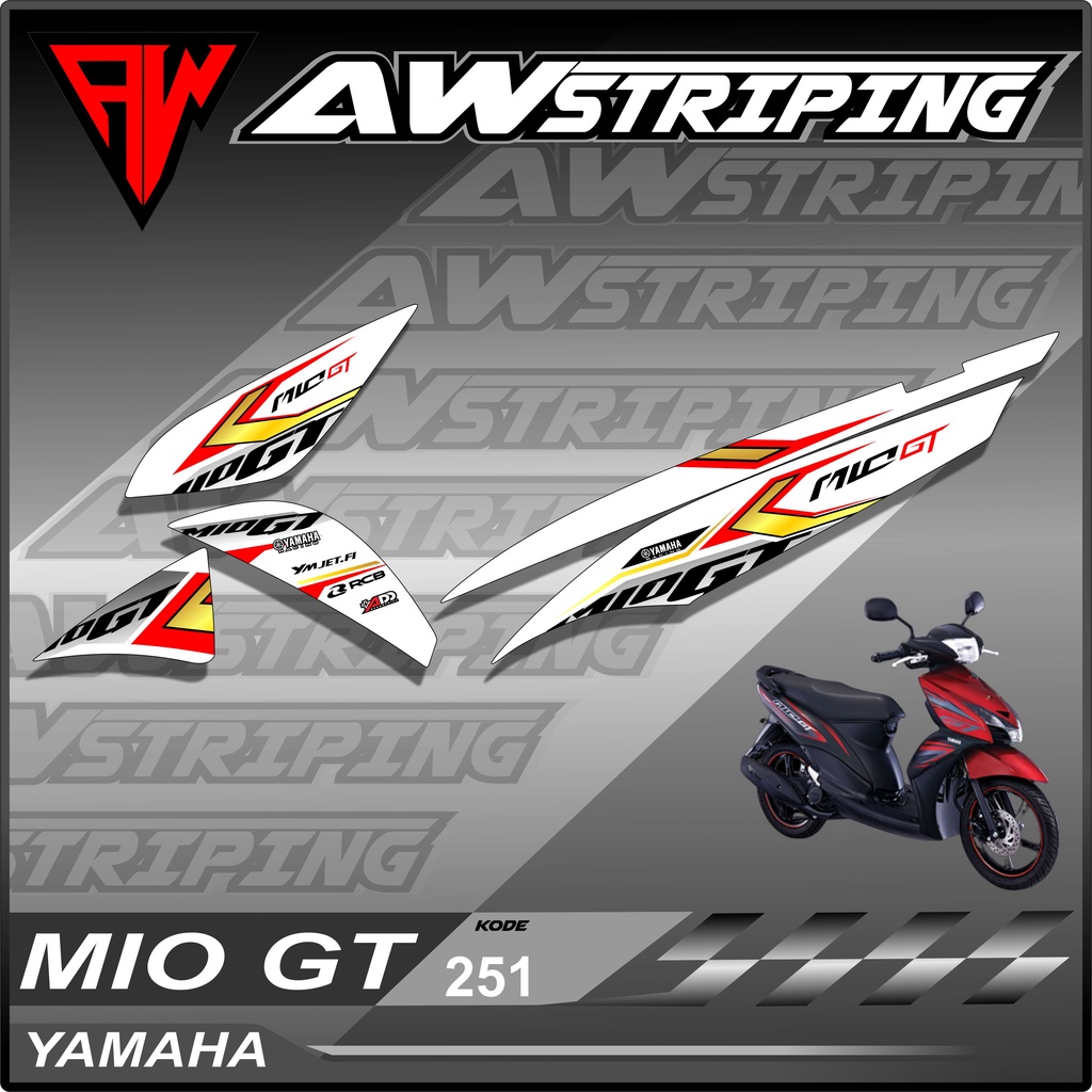Stiker Striping MIO GT Variasi Desain Racing Simple , Stiker Mio GT AW251