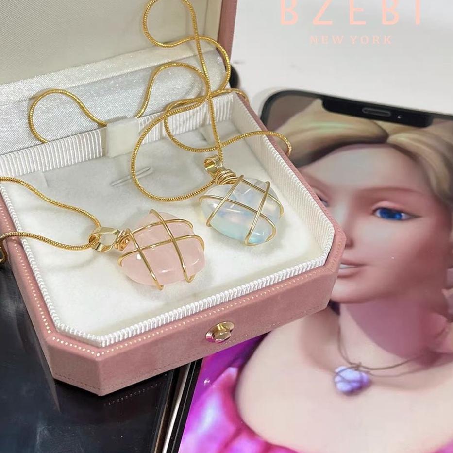 Recomended Bzebi Kalung Rantai Barbie Diamond Castle Gold 18k Liontin Batu Opal Kuarsa Rose Handmade