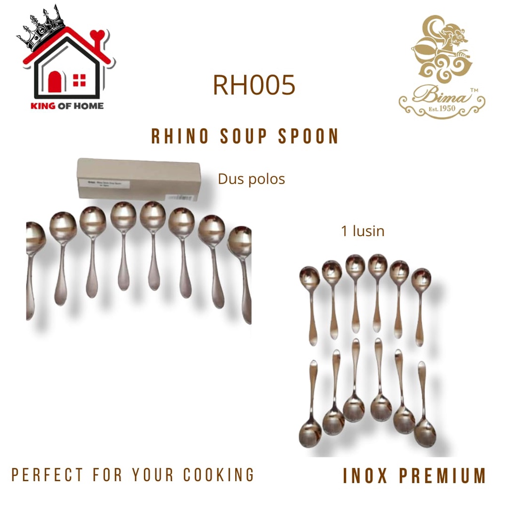 Bima Sendok Lauk Bima RHINO Sendok Soup Spoon 17,5cm RH005 Sendok Stainless