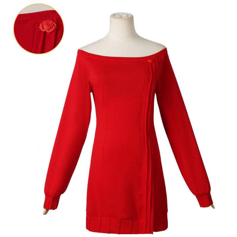 【Wetrose】Spy X Family Yor Forger Daily Red Top Cosplay Costume Dress Sweater Set