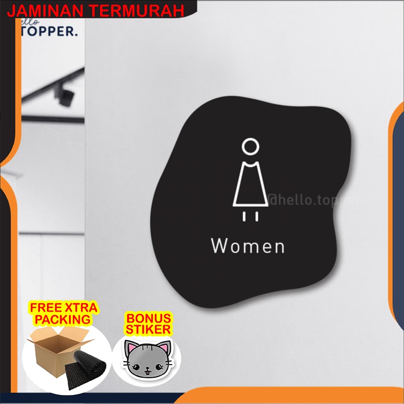 

Grosir Toilet Women Wanita Sign Board Akrilik Print Signage Acrylic Petunjuk - Hitam Half Round Keren