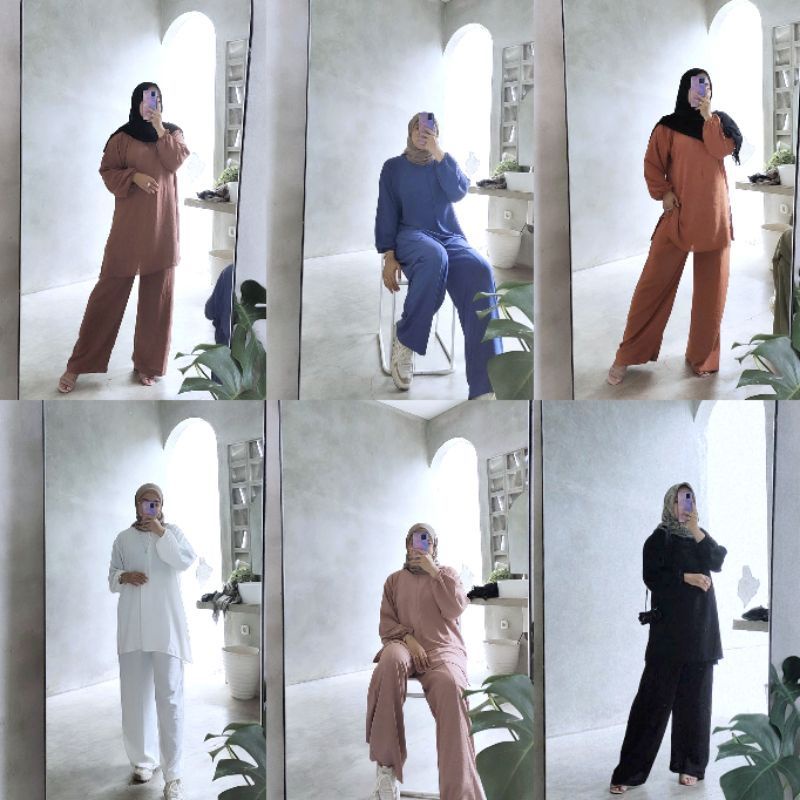 Set Kulot Polos Oneset Kulot Crinkle Premium