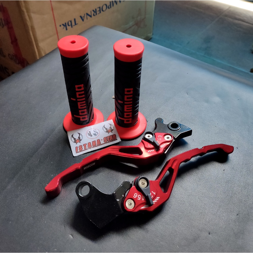 [PROMO] Handle REM dan KOPLING Stelan Variasi Motor FULL CNC Vixion Old New RX King Scorpio Xabre R15 V3 New - MERAH HARGA 1 PAKET