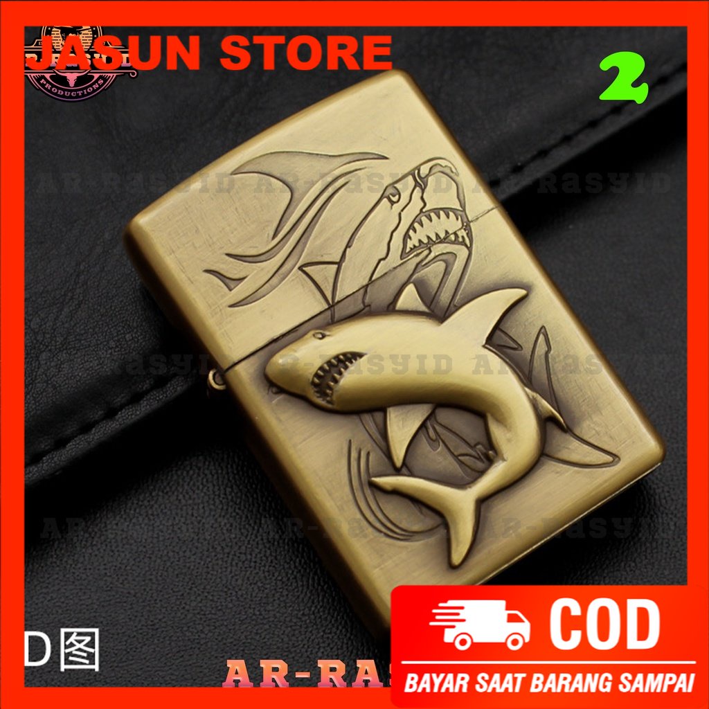 BISA COD! Korek Api Zippo Roda Api Minyak Jiantai Motif Ikan Fish JT-6083