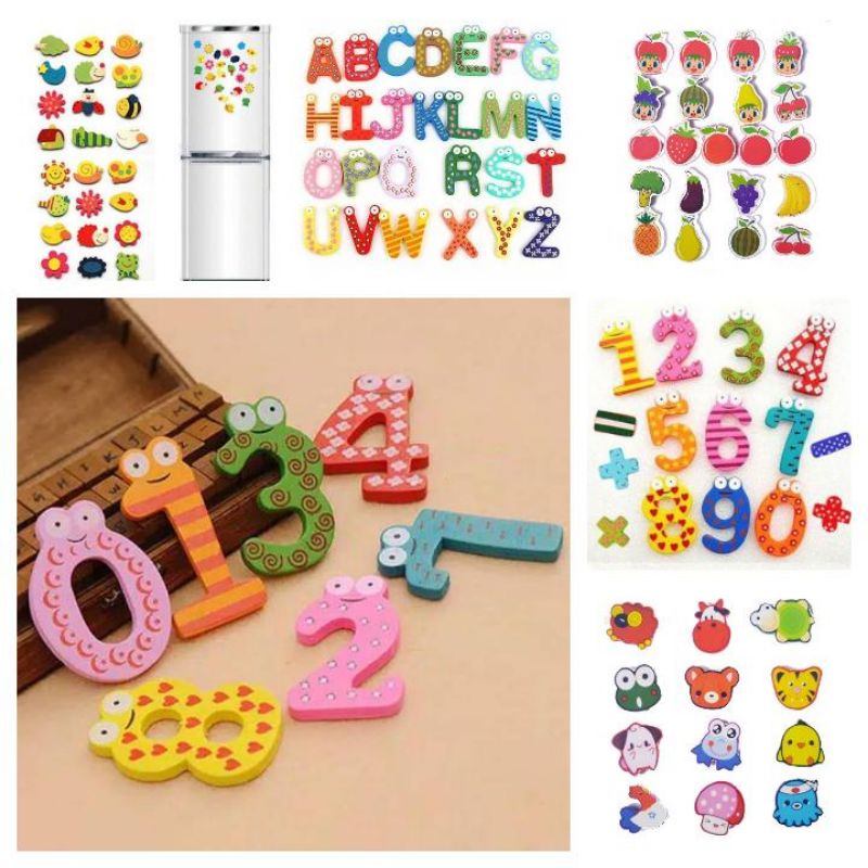 Jual Angka huruf Alphabet Tempelan Kulkas besi Learning
