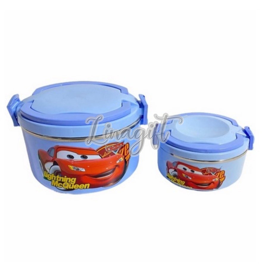 LUNCH BOX KOTAK BEKAL MAKAN (FREE SENDOK &amp; GARPU) SET 2 BOX​ RENTANG NASI KARAKTER CARS ONLY