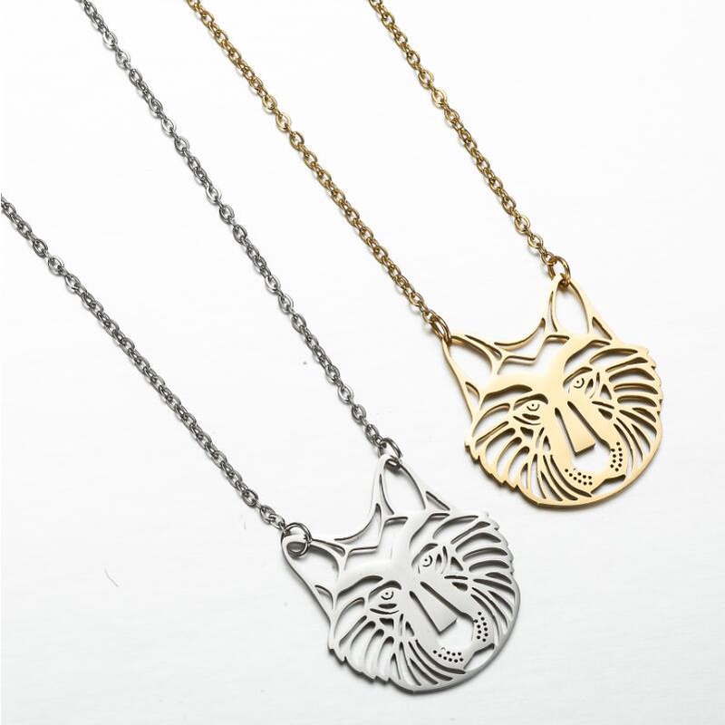 Kalung Rantai Klavikula Desain Singa guardian Bahan stainless steel