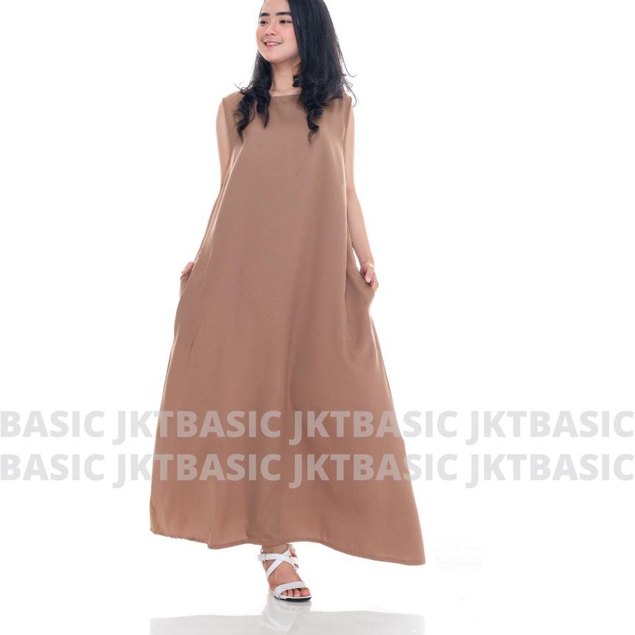 Rekomendasi Inner Dress Tanpa Lengan Maxi Panjang Polos Oversize
