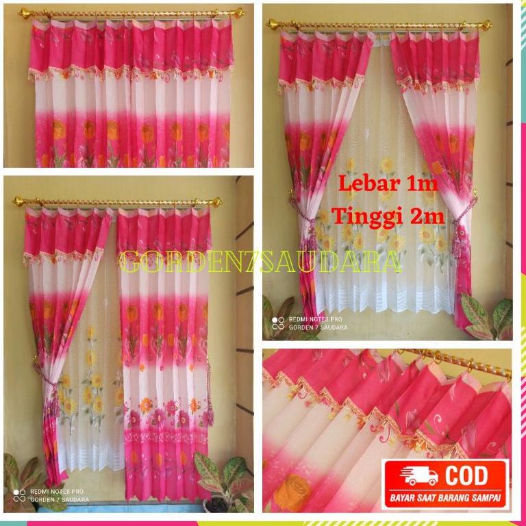 Tirai Jendela Murah Gorden Pintu Motif Bunga Korden Cendela Minimalis Poni2021 ▪ PK.18Oc22ғ