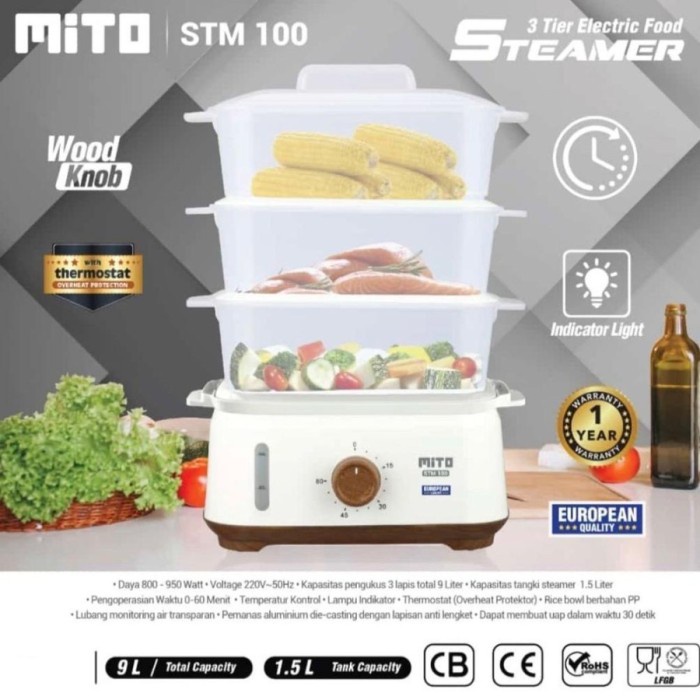 Mito Food Steamer Electric STM 100 STM100 Pengukus Makanan Kukusan