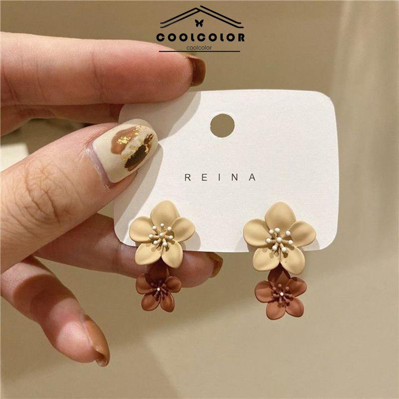 COD❤️Anting Bunga Kontras warna Spray bunga  Anti Karat Dan Anti Luntur Dewasa Gaya Korea Untuk Wanita Fashion Murah