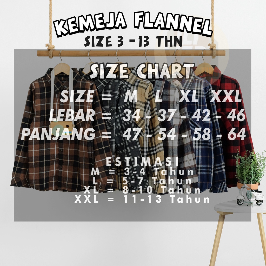 paket reseller 20 pcs kemeja flannel anak 3-13 thn