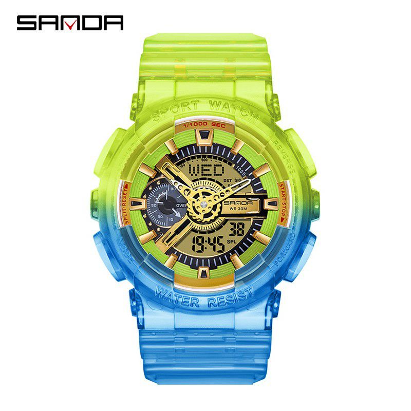 VIRAL SANDA 3125 Jam Tangan Pria Digital Analog Tali Rubber Shockproof Anti Air